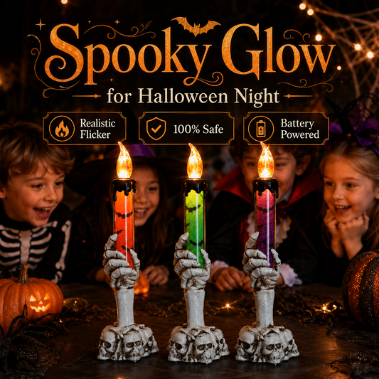 Spooky Skeleton Hand LED Halloween Decor Candle💀