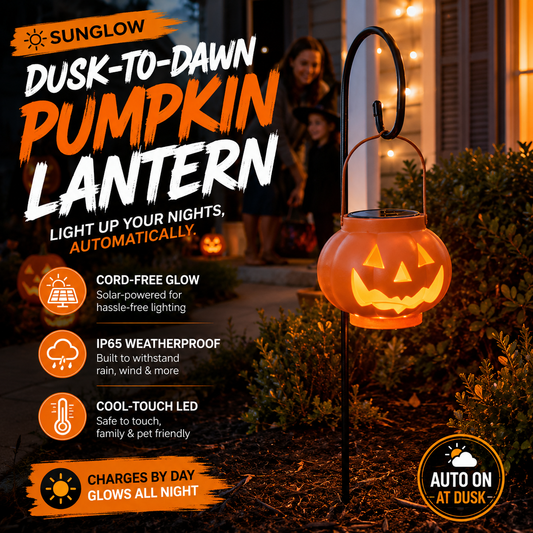 🎃 Solar-Powered Pumpkin Lantern | IP65 Weatherproof & Auto-Lit Halloween Decor