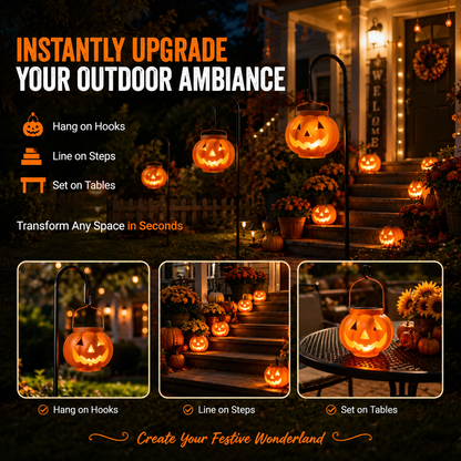 🎃 Solar-Powered Pumpkin Lantern | IP65 Weatherproof & Auto-Lit Halloween Decor