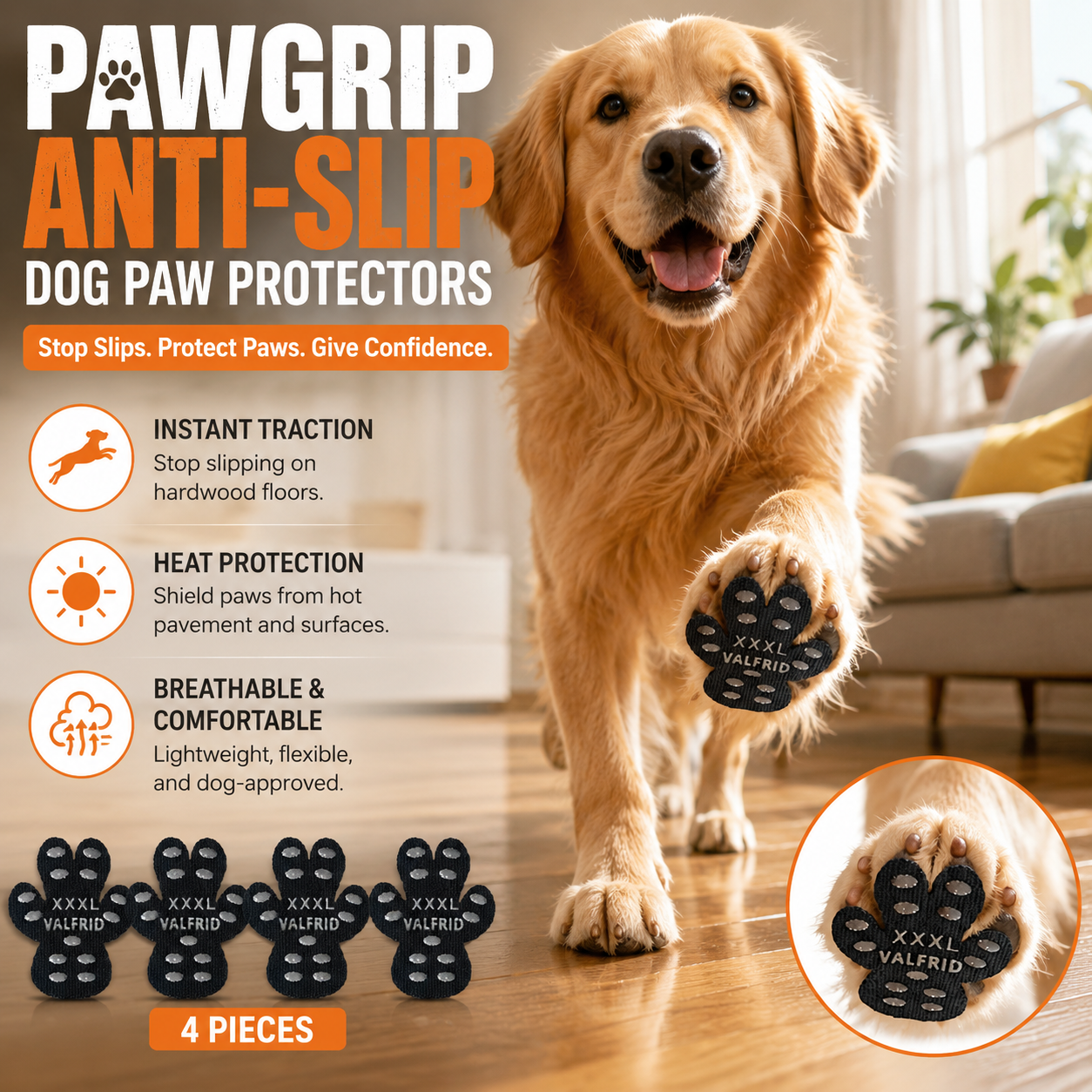 🐾 PawGrip Anti-Slip Dog Paw Protectors | Breathable & Heat Resistant