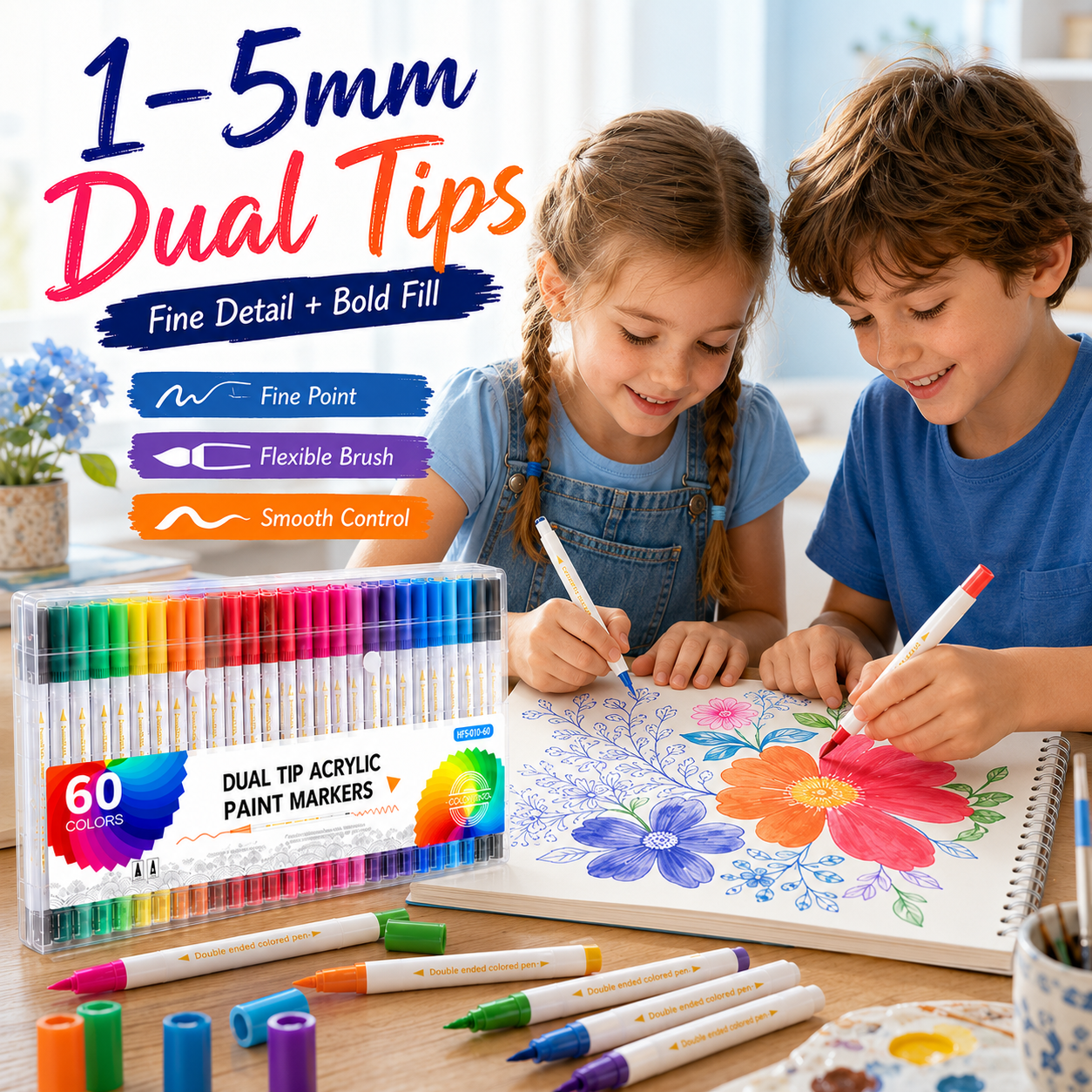 Dual Tip Acrylic Paint Markers Set