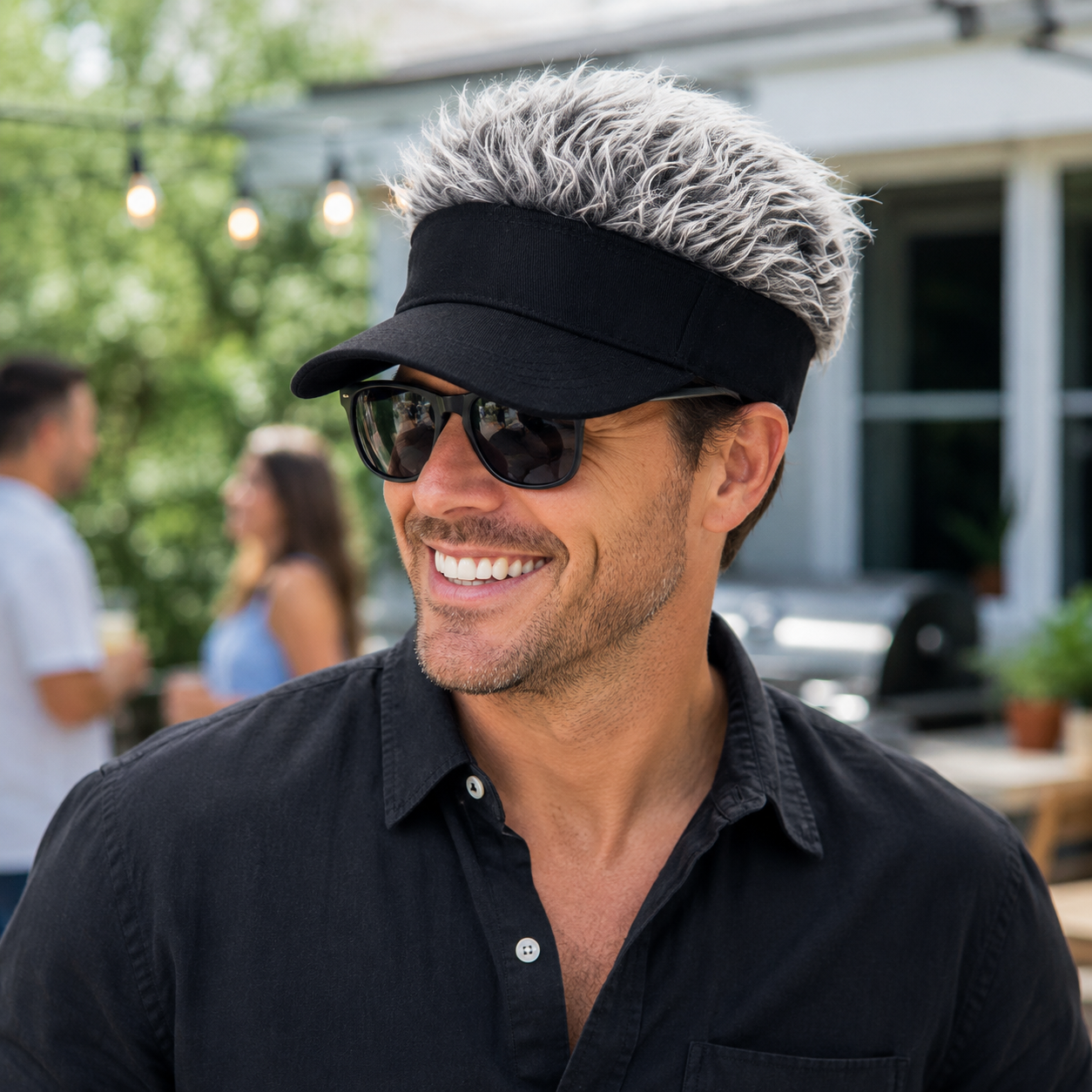 Novelty Spiked Hair Visor Cap