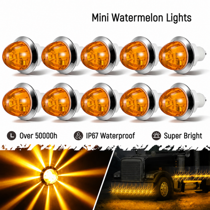 LED Watermelon Side Marker Lights 12V-24V Truck Trailer