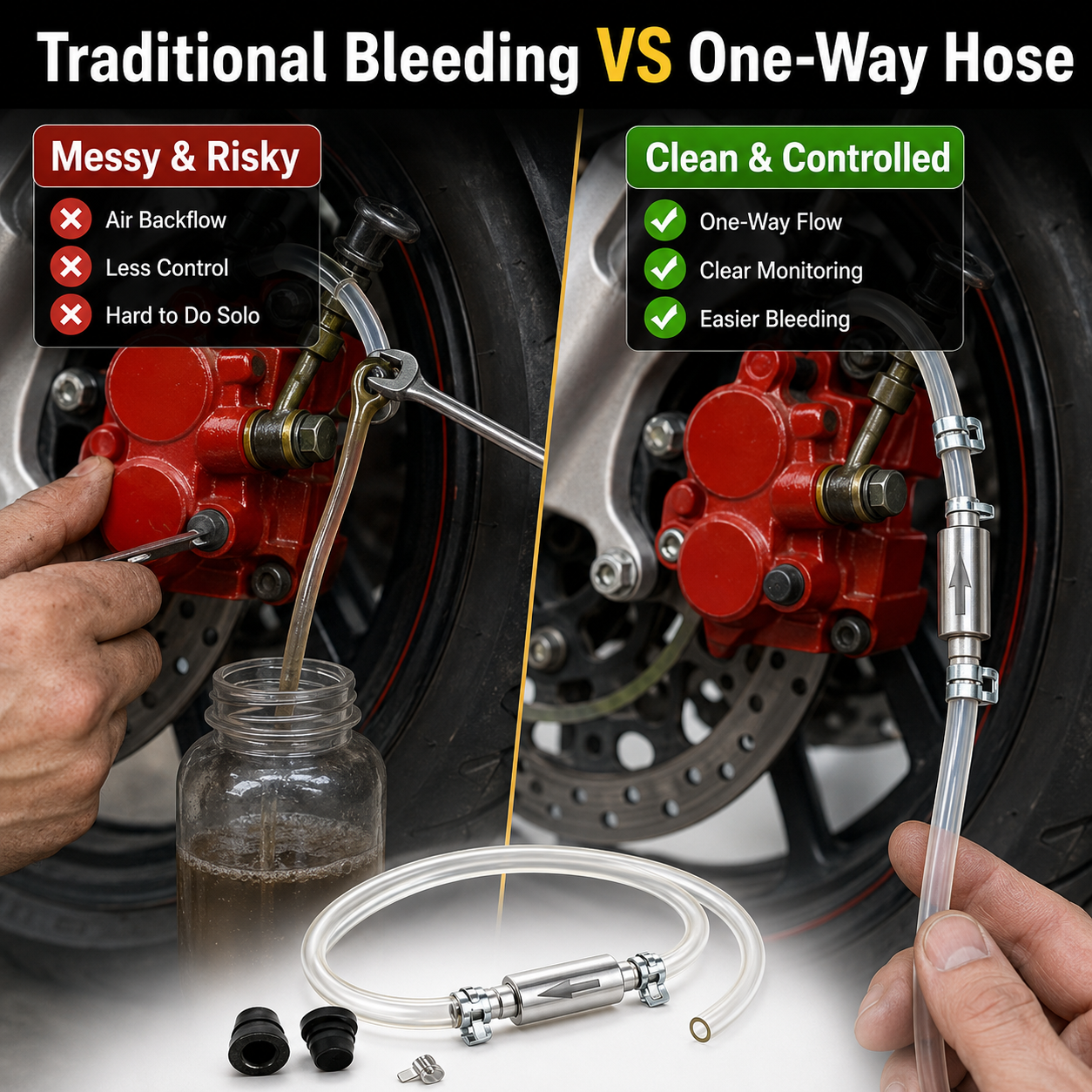 🔥HOT SALE🔥Car Brake Bleeder Hose Kit with One Way Check Valve