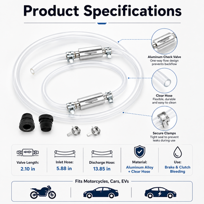 🔥HOT SALE🔥Car Brake Bleeder Hose Kit with One Way Check Valve