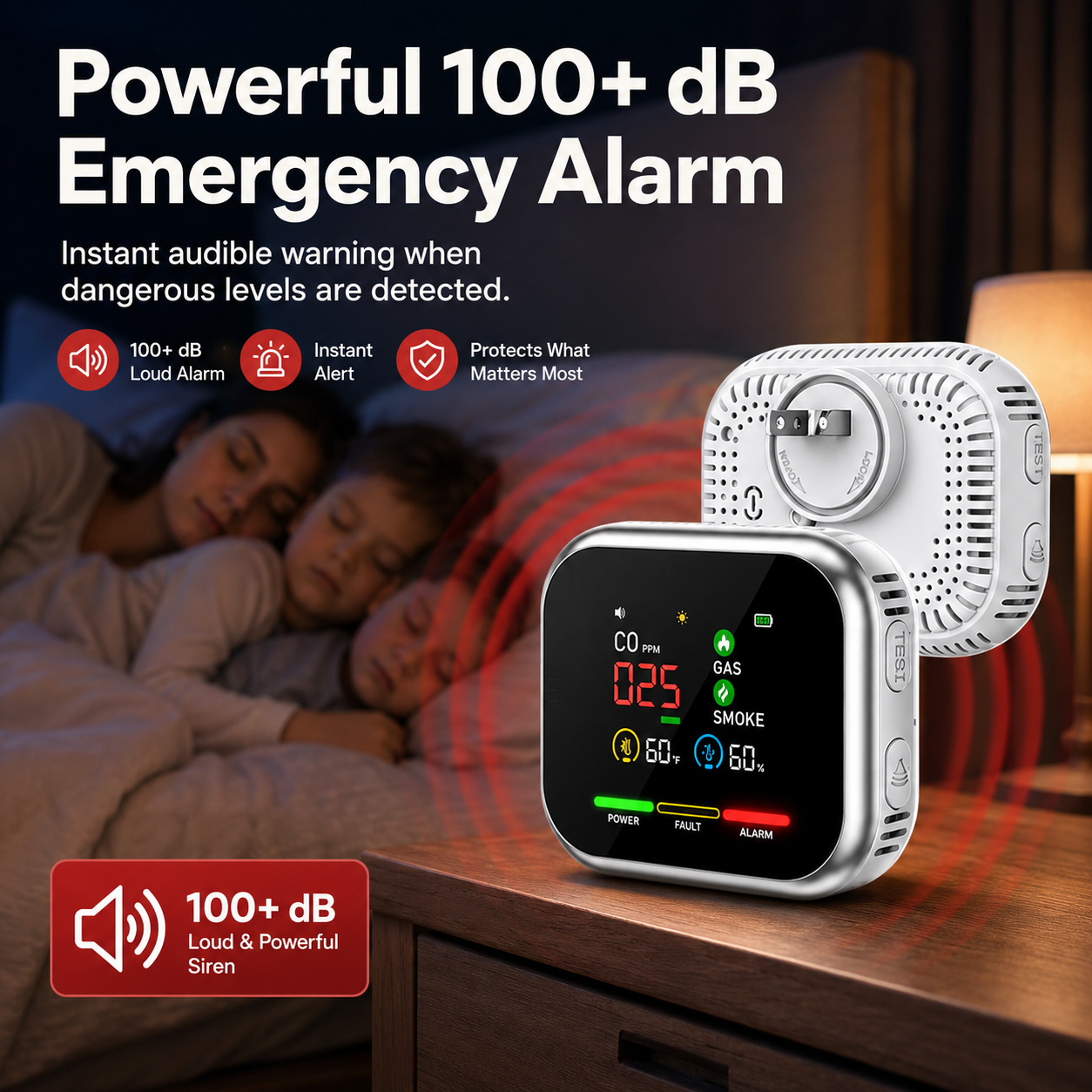 🌟2026 New Portable 6-in-1 Environment & Air Quality Detector | HD Display, CO Monitoring, Temperature, Humidity & High Decibel Alarm