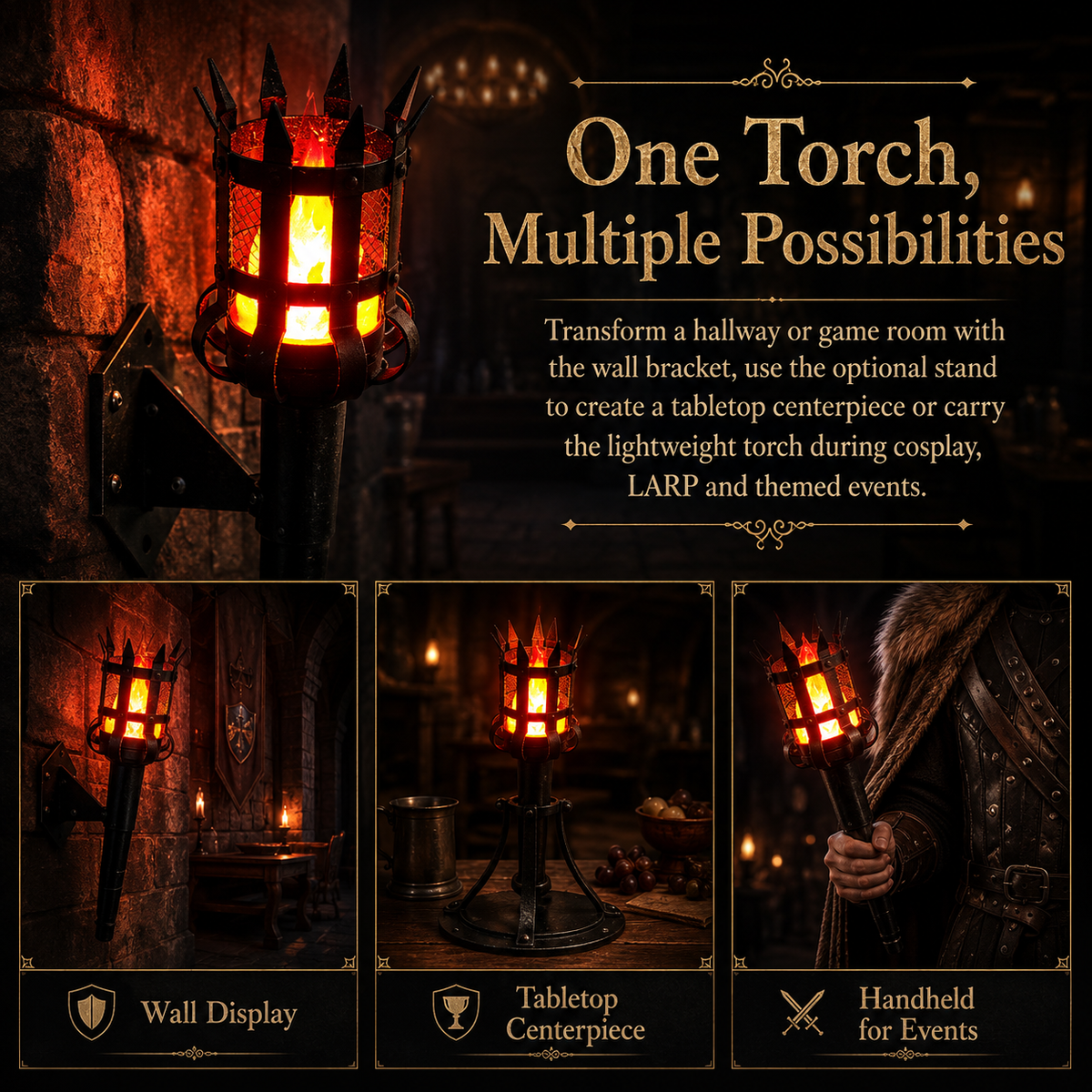 🔥Medieval Torch Wall Sconce: Battery LED Realistic Candle Light with Remote