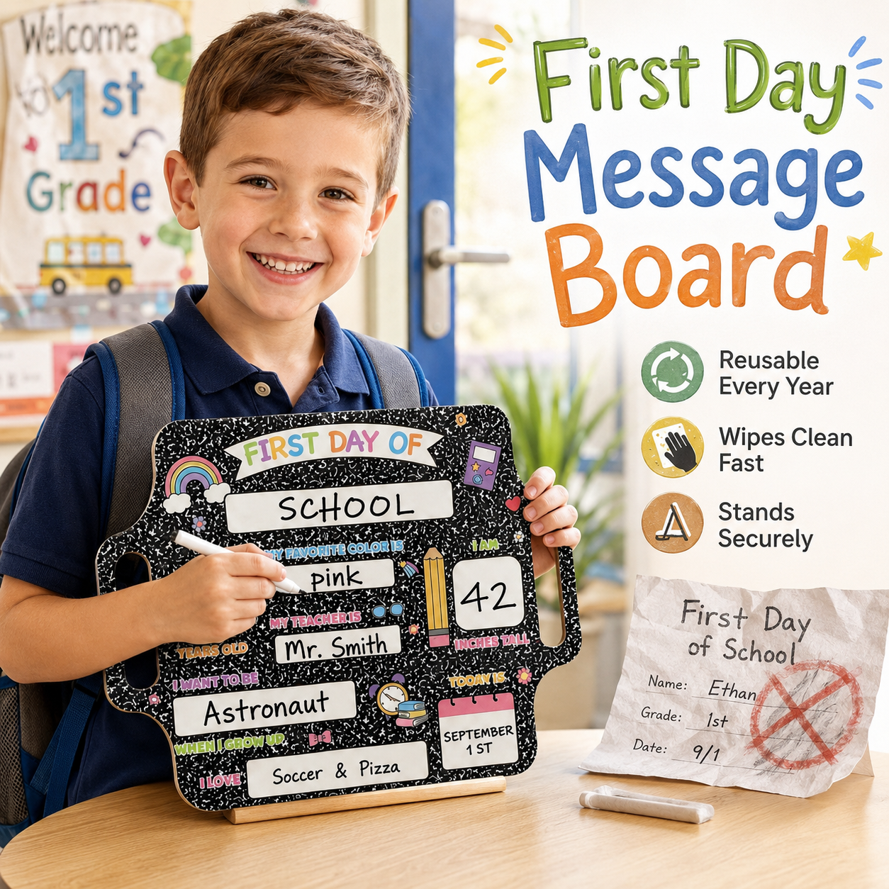 ✏️ Reusable Wooden First & Last Day of School Memory Board