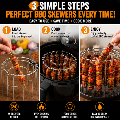 🔥Air Fryer Kebab Rack – 304 Stainless Steel Skewer Grill Stand 🍢