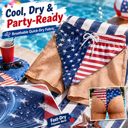 Customized 3D Hairy Legs Patriotic Beach Shorts