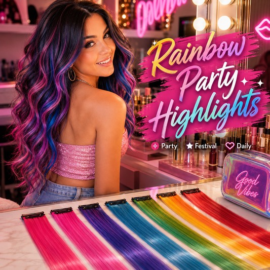 Multi-Color Clip-In Rainbow Hair Extensions