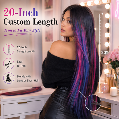 Multi-Color Clip-In Rainbow Hair Extensions