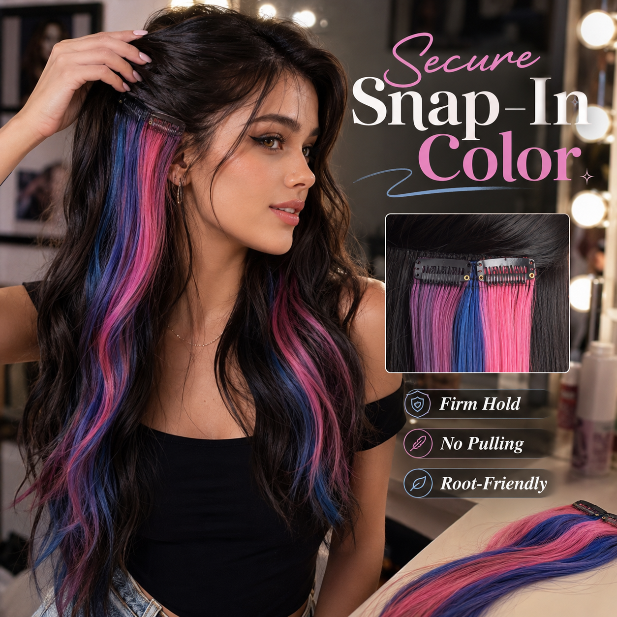 Multi-Color Clip-In Rainbow Hair Extensions