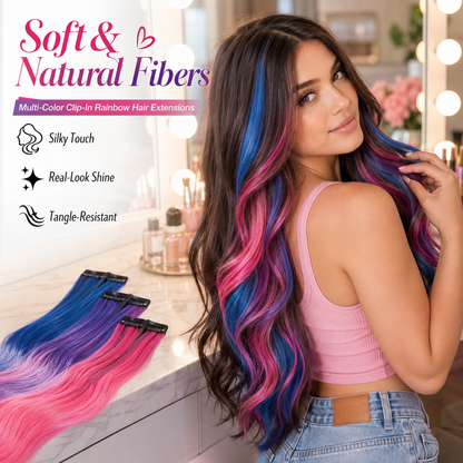 Multi-Color Clip-In Rainbow Hair Extensions