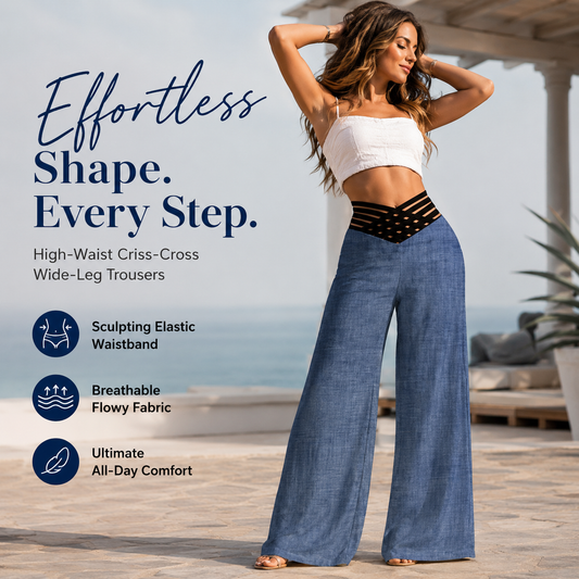 High Waist Criss Cross Wide Leg Trousers