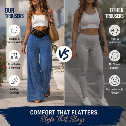 High-Waist Criss-Cross Wide-Leg Trousers