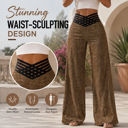 High-Waist Criss-Cross Wide-Leg Trousers