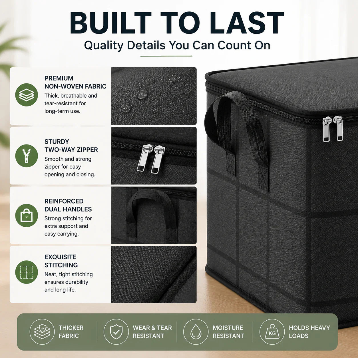 🏠 Foldable Fabric Storage Bag (140L Container)✨