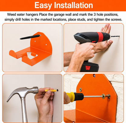 Heavy-Duty Garage Wall Tool Organizer & Weed Eater Rack