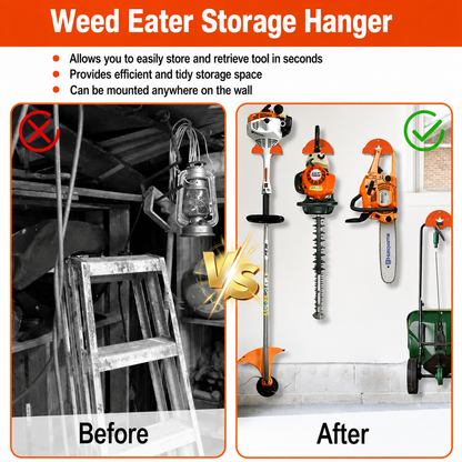 Heavy-Duty Garage Wall Tool Organizer & Weed Eater Rack