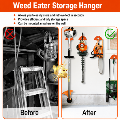 Heavy-Duty Garage Wall Tool Organizer & Weed Eater Rack