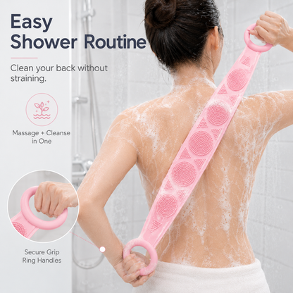 🛁💦 70cm Extra Long Double-Sided Silicone Shower Massager | Easily Clean Your Back