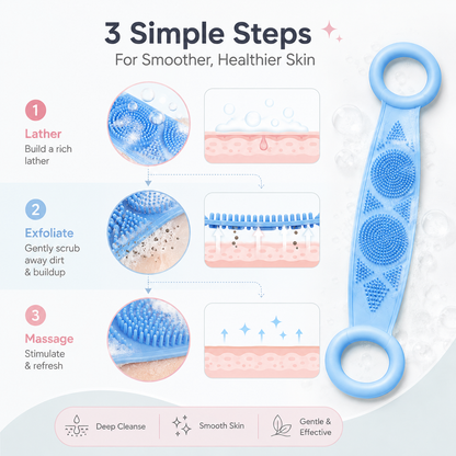 🛁💦 70cm Extra Long Double-Sided Silicone Shower Massager | Easily Clean Your Back