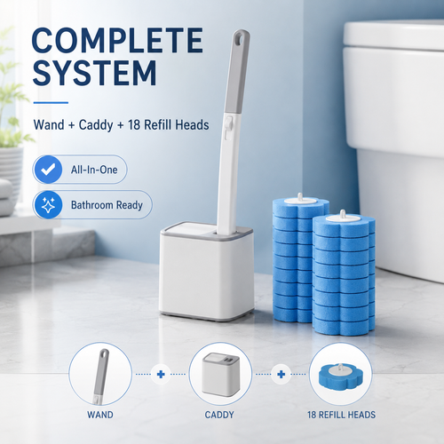Disposable Toilet Cleaning System with 6 Refill Heads