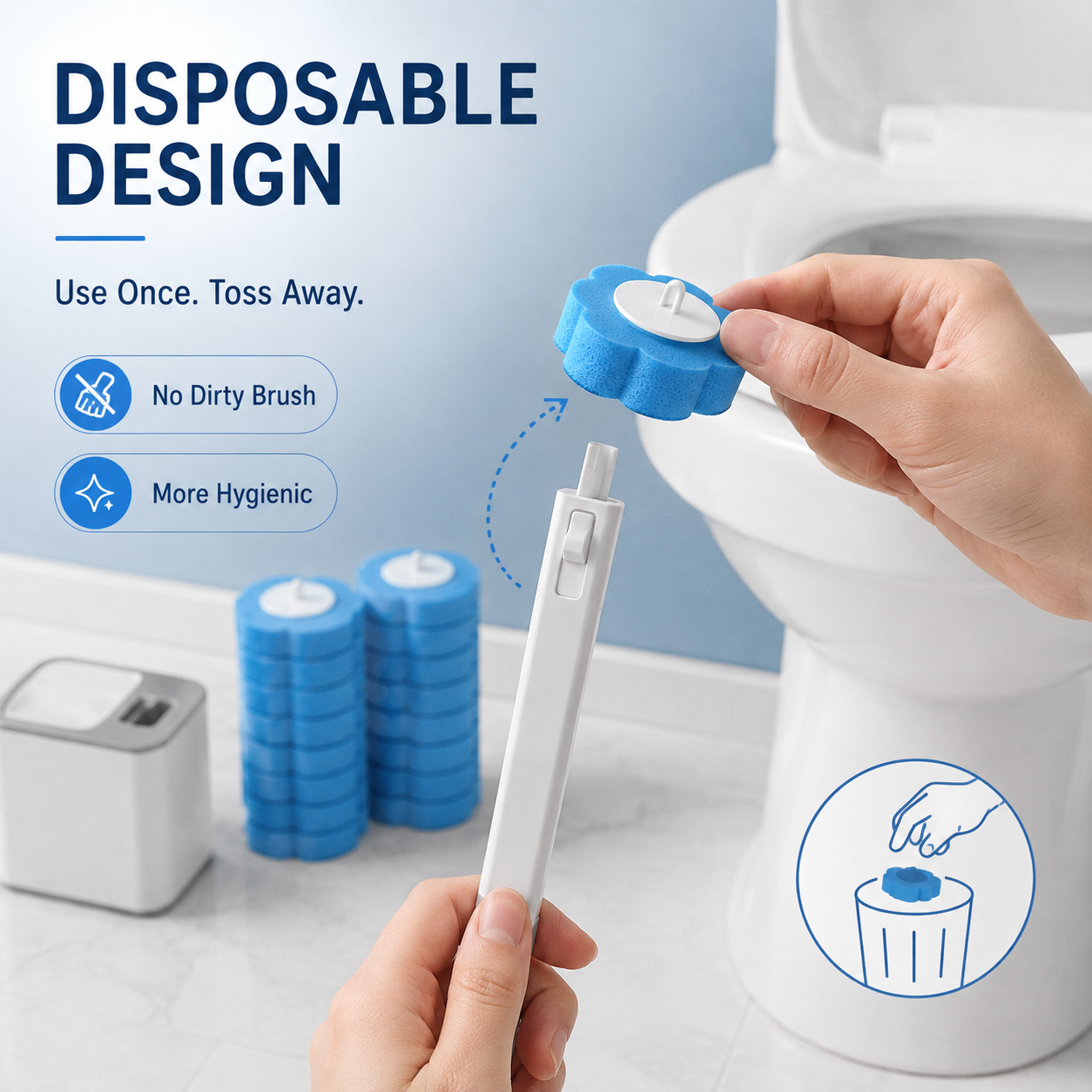 Disposable Toilet Cleaning System with 6 Refill Heads