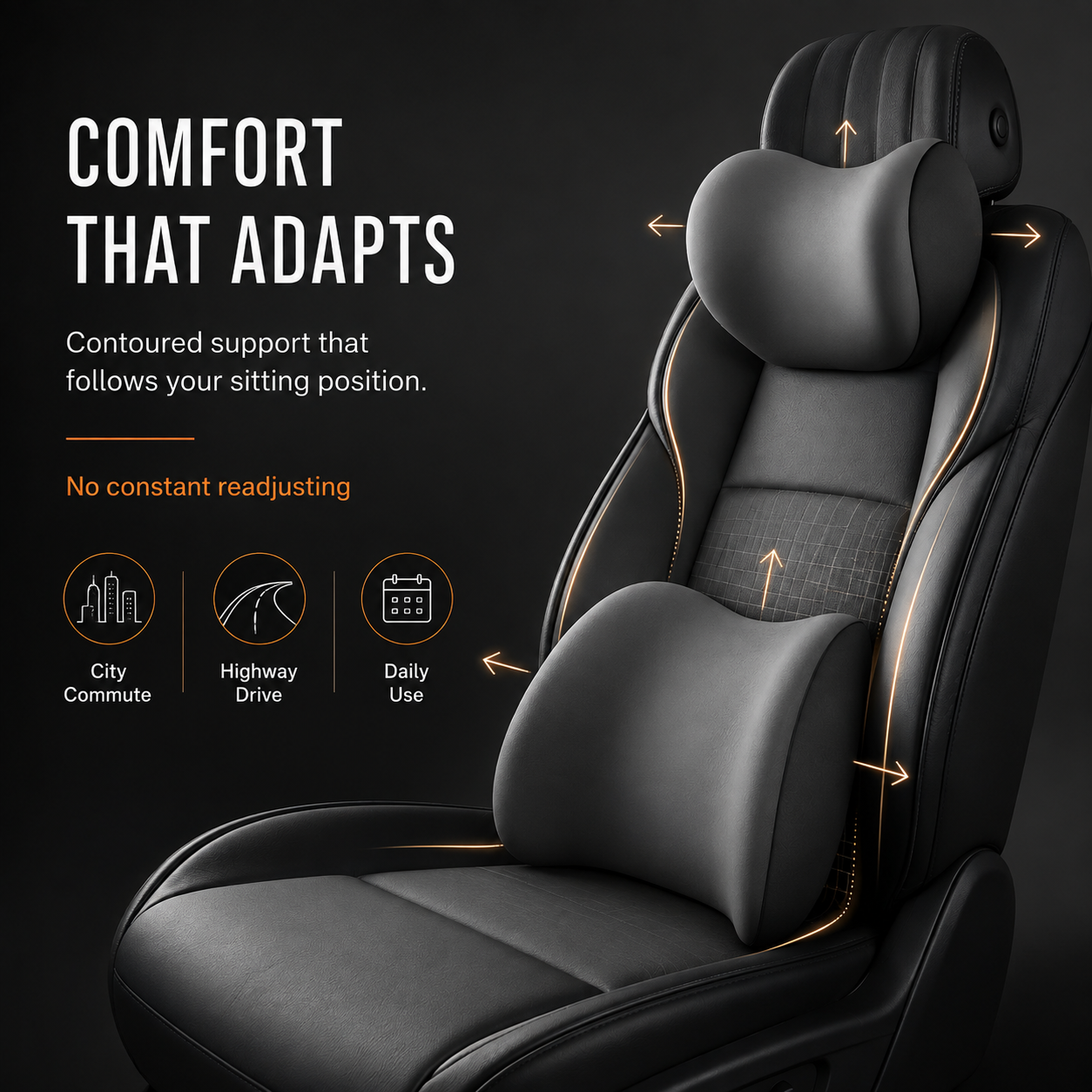Car Neck & Lumbar Support Pillow Set | Ergonomic Driving Comfort