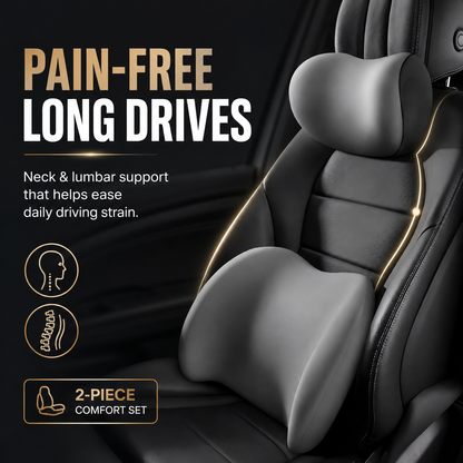 Car Neck & Lumbar Support Pillow Set | Ergonomic Driving Comfort