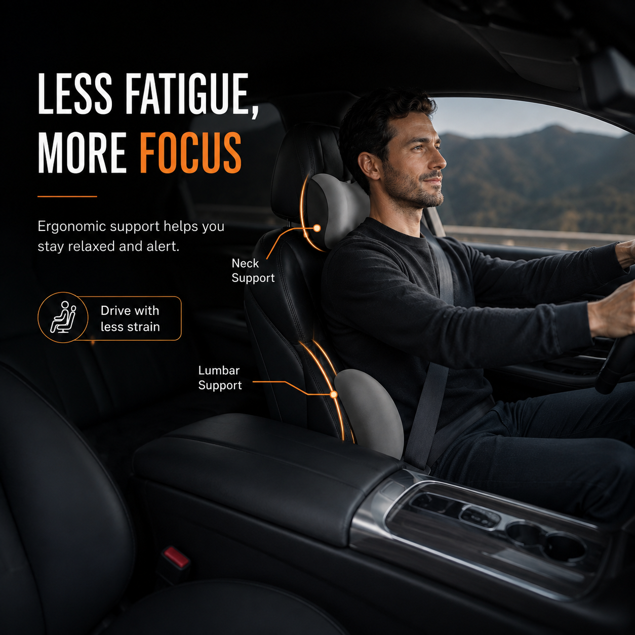 Car Neck & Lumbar Support Pillow Set | Ergonomic Driving Comfort