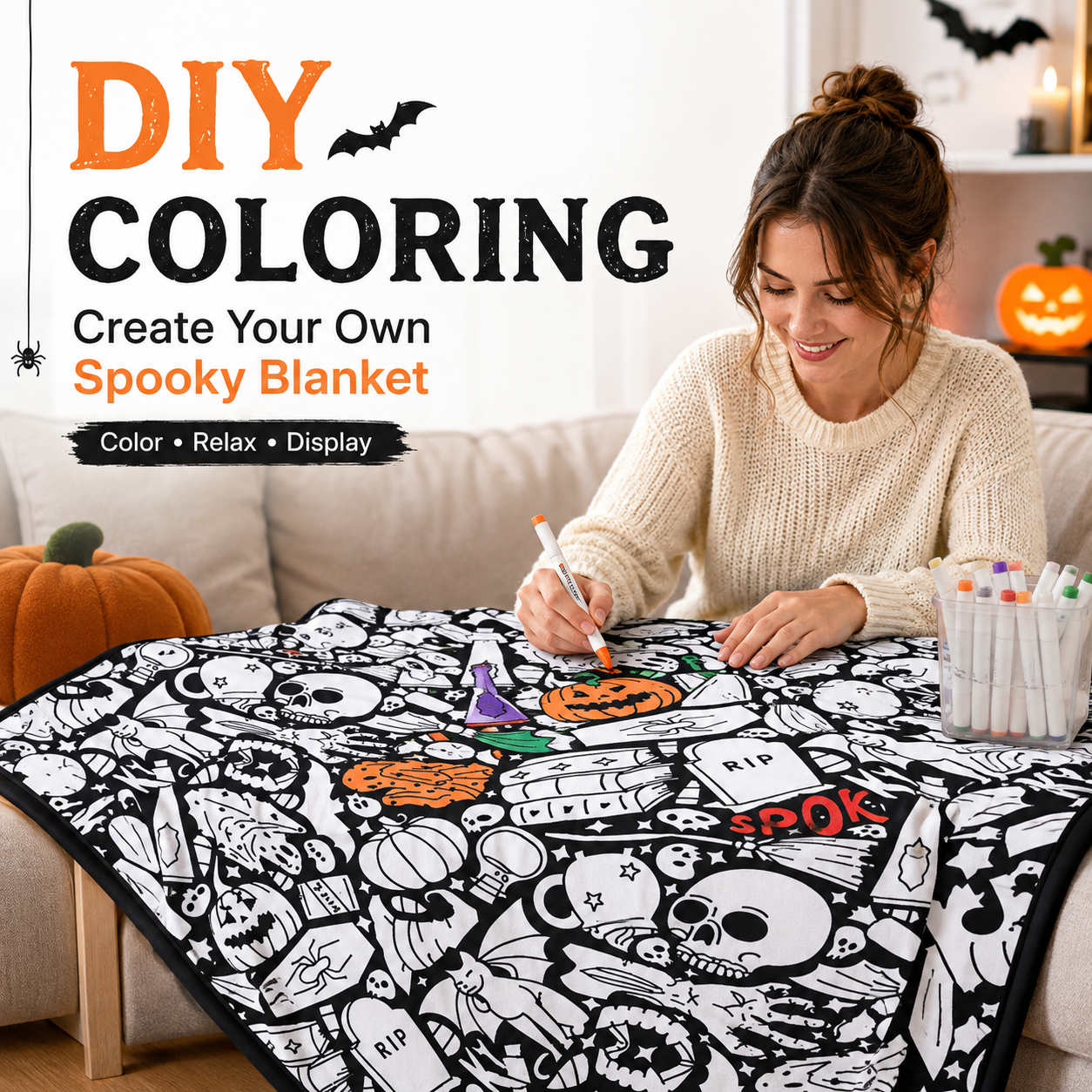 DIY Coloring Blanket with Markers | Washable Adult Art