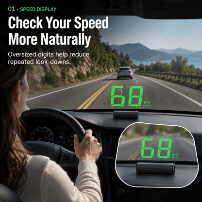 🚗Car GPS Speedometer Head-Up Display with Integrated Light Shield & Digital Screen