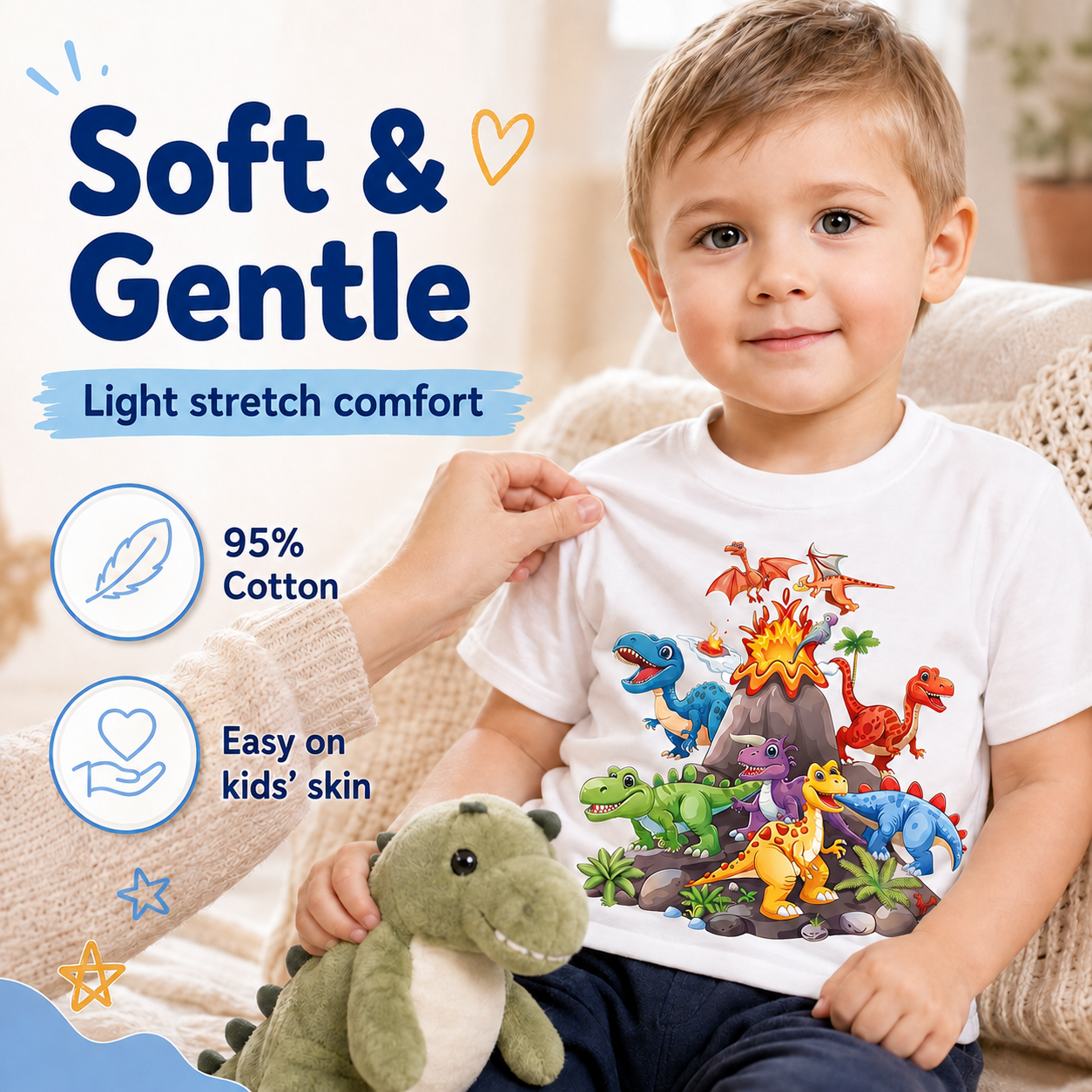 🌞Kids Dinosaur Graphic T-Shirt | Lightweight Summer Tee