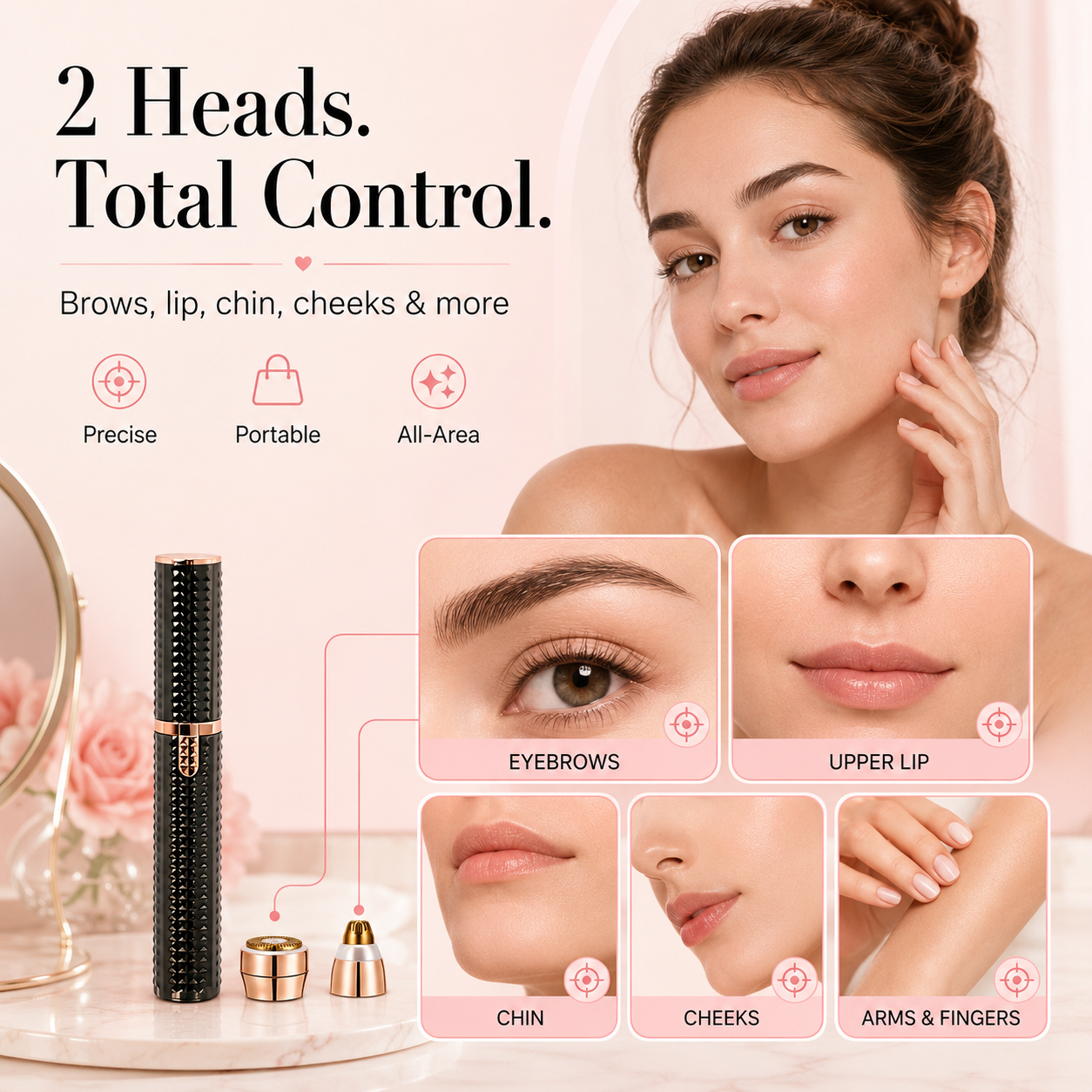 2-Head Facial Hair Remover for Women | USB Rechargeable
