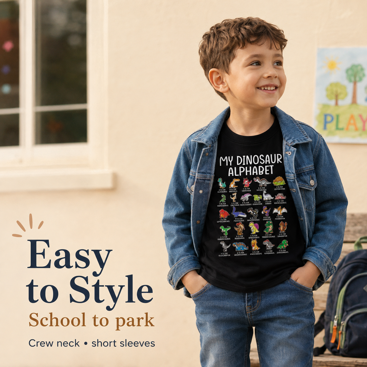 🦖Boys Dinosaur Alphabet T-Shirt | Soft Stretchy Kids Tee