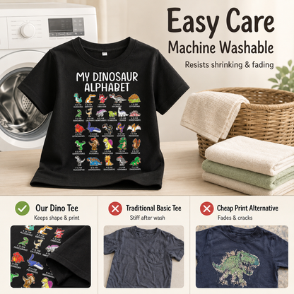 🦖Boys Dinosaur Alphabet T-Shirt | Soft Stretchy Kids Tee