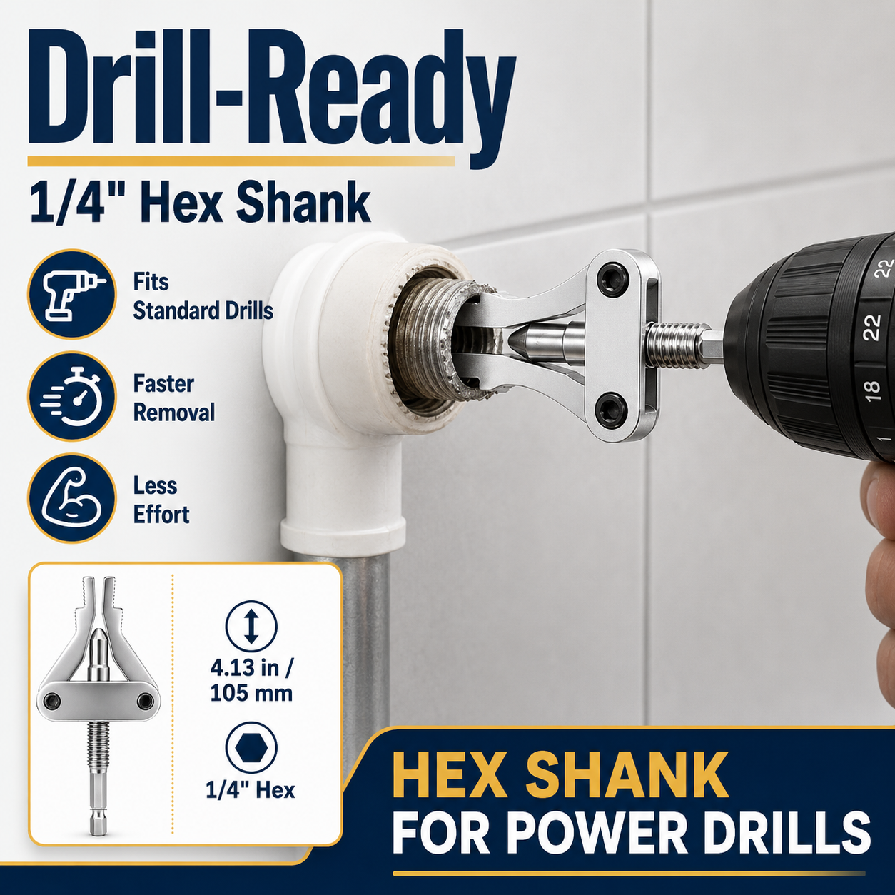 Broken Pipe Thread Extractor for Drill | 1/2", 3/4" & 1"