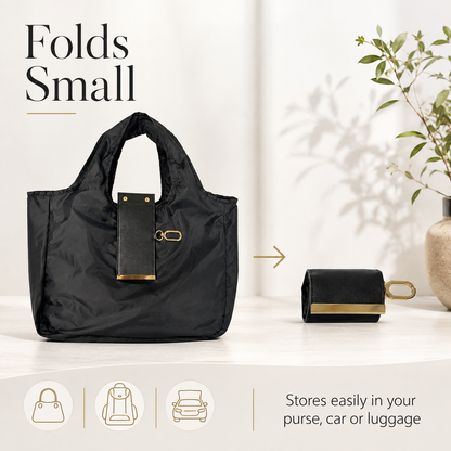 ✨Foldable Reusable Shopping Tote Bag with Clip Pouch