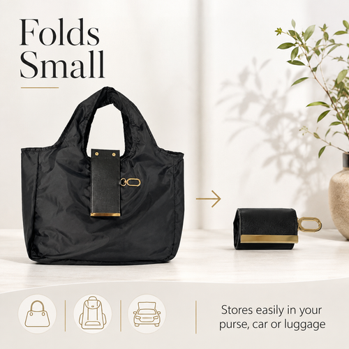 ✨Foldable Reusable Shopping Tote Bag with Clip Pouch