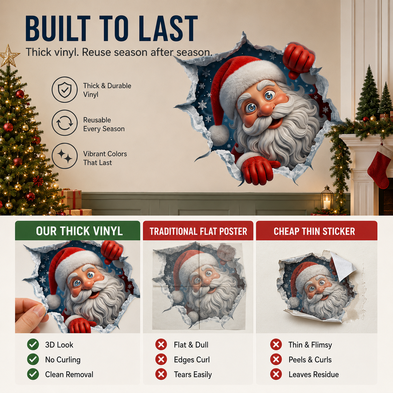 🔥Last Day 49% OFF -3D Holiday Wall Stickers | Christmas & Halloween Decor