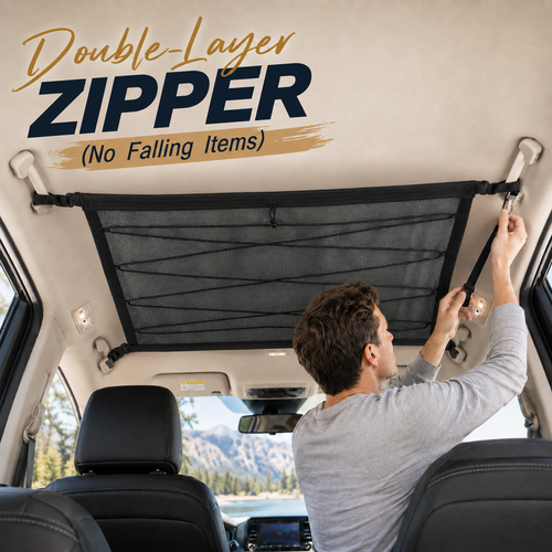 🚗 Car Ceiling Storage Net with Zipper
