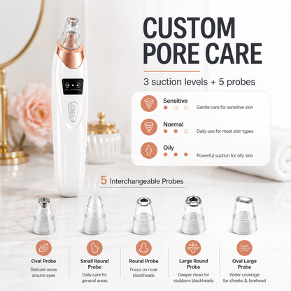 ✨Blackhead Remover Pore Vacuum – 3 Levels & 5 Probes