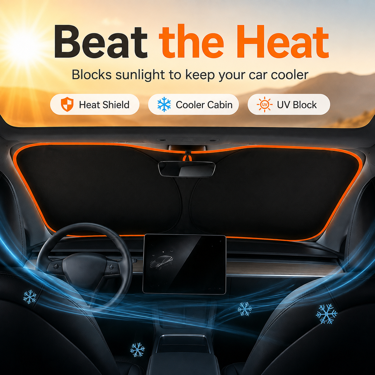 Foldable Car Windshield Sunshade – Heat & UV Blocking