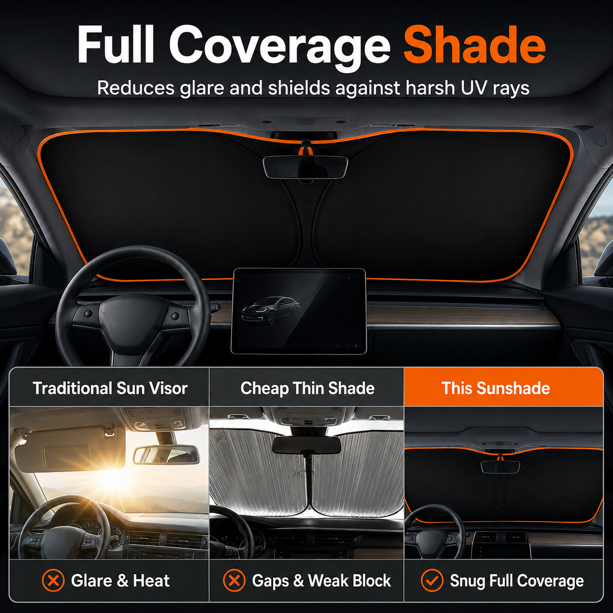 Foldable Car Windshield Sunshade – Heat & UV Blocking