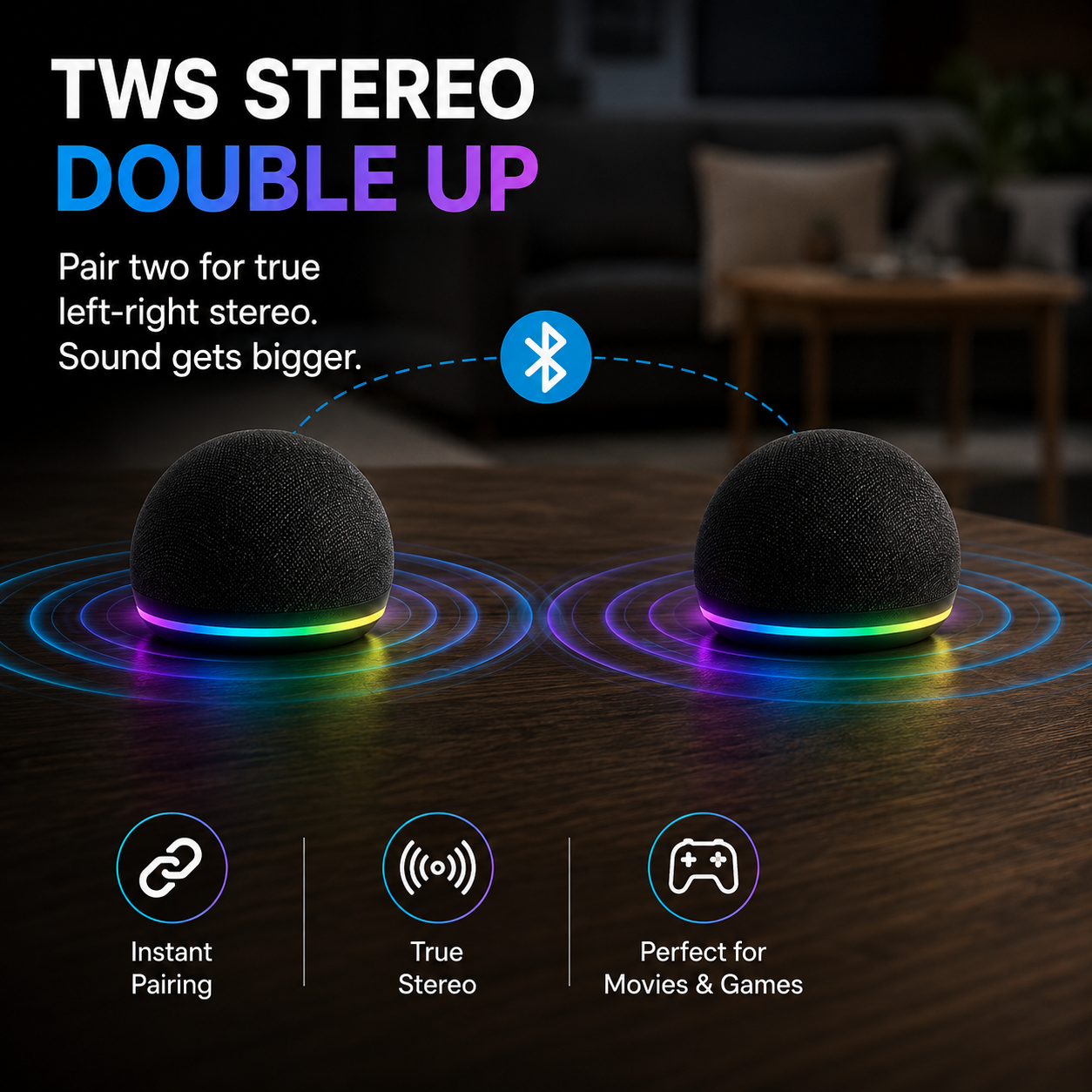 Magnetic Mini Bluetooth Speaker with RGB & Phone Stand