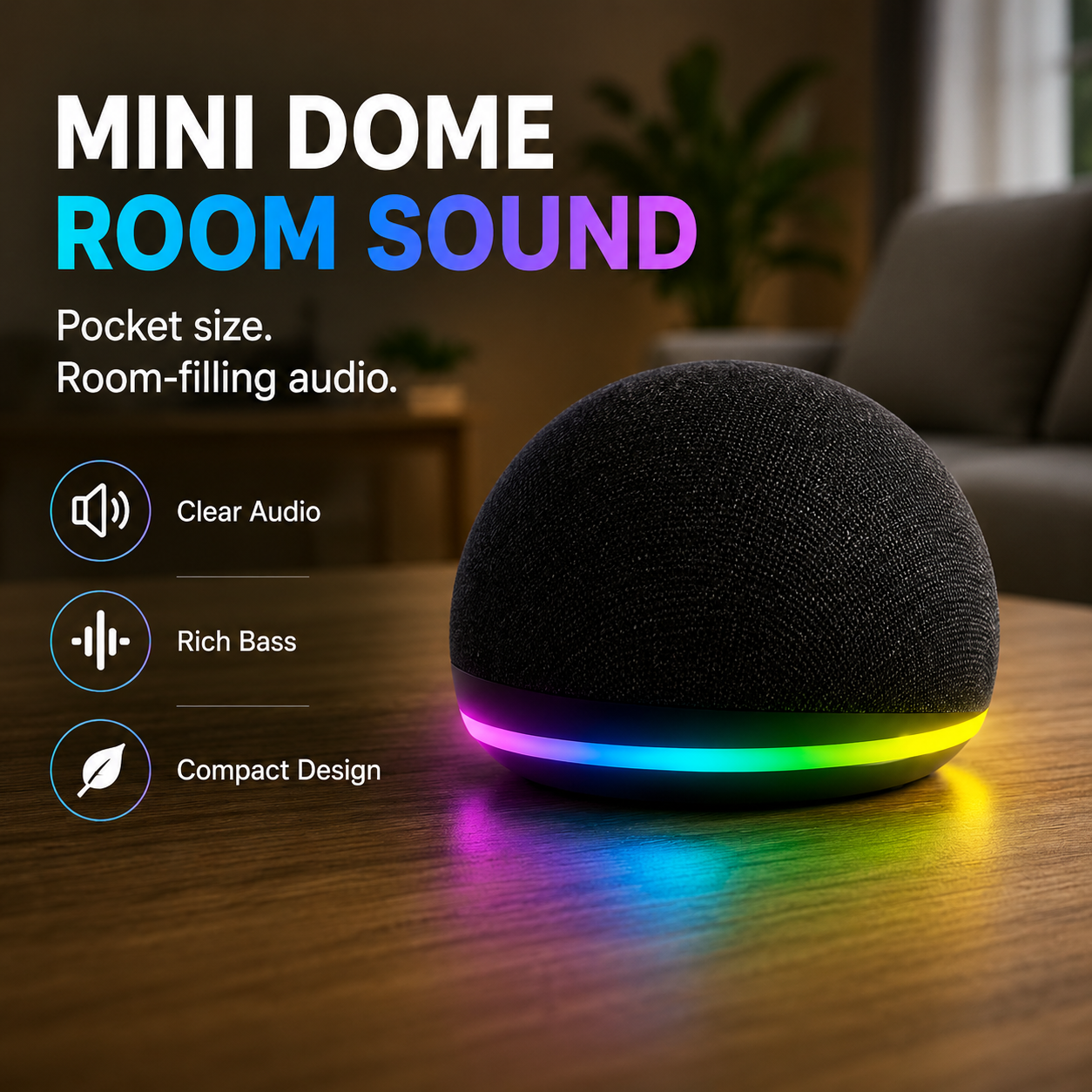 Magnetic Mini Bluetooth Speaker with RGB & Phone Stand