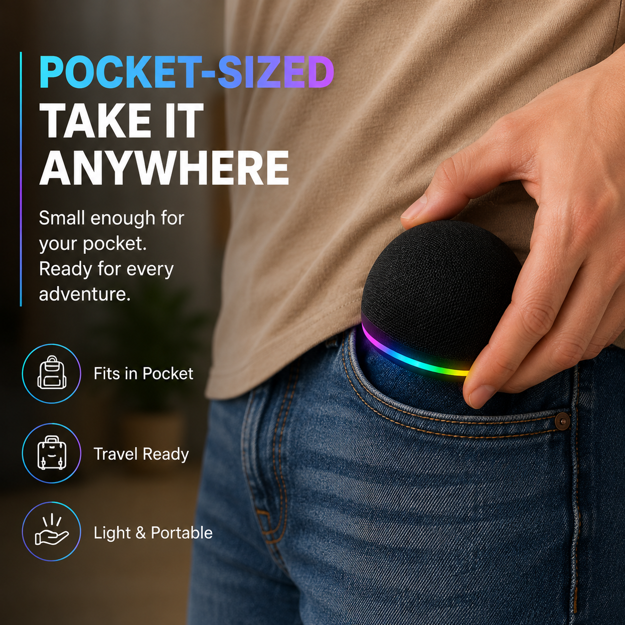 Magnetic Mini Bluetooth Speaker with RGB & Phone Stand