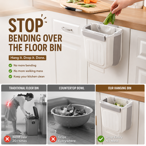 ✨Foldable Hanging Kitchen Trash Bin | Cabinet Door Waste Bin
